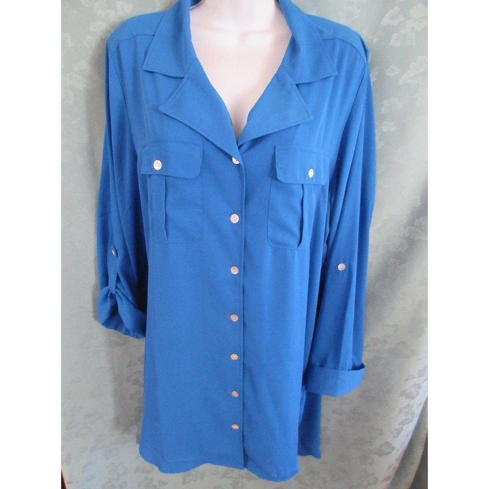 Denim 24/7 Tab Sleeve Tunic Blouse Plus Size 16W NWOT